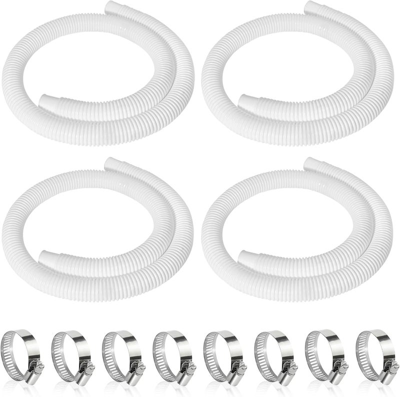 Picatu 4 Pcs 1.25" Pool Hose, 59" Long Accessory Pool Pump Replacement Hoses, Compatible with All Above Ground Pool Filter Pumps that Use 1 1/4 Diameter Hoses - Image 1